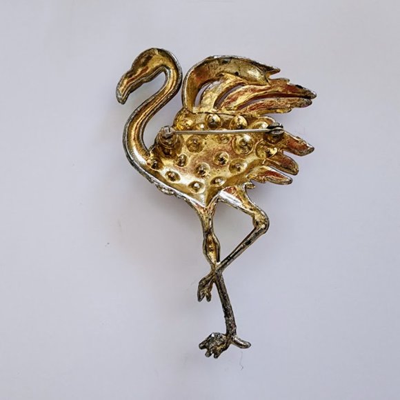 Vintage Rhinestone Flamingo Brooch - Picture 4 of 7